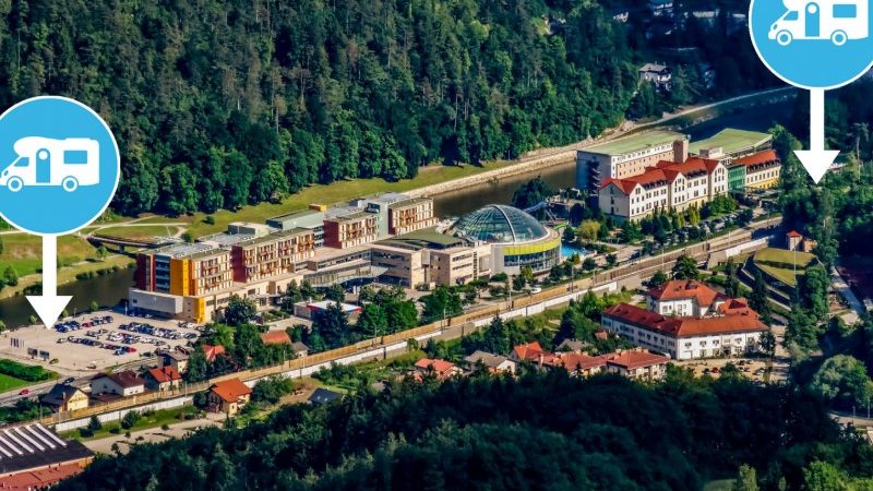 Parken wie ein Profi auf einem Thermalbad-Wohnmobil-Parkplatz